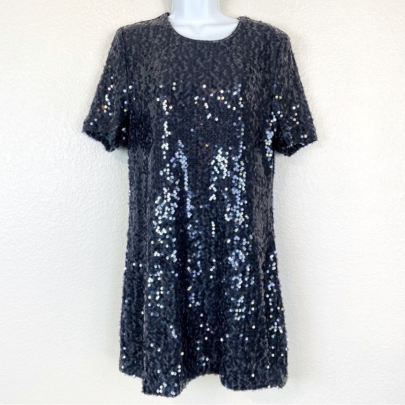 Chanler Henry Gunmetal Grey Sequin Party Dress Size L - Picture 2 of 8